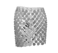 HAODUOO Layered Waist Chain Belt, Women Waist Chain for Dress Multilayer Hollow Sequins Belly Chain for Women Waist Belts(Silver)