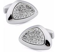 HAODUOO Mens Cufflinks Elegant Style Cuff Cufflinks Pretail Triangle Crystal Cufflinks 25 * 17mm for Men Wedding Accessories Cufflinks Shirt Cuff Links Designer Cufflinks(White)