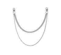 HAODUOO Multilayer Waist Chain Belt, Metal Waist Chain Belt 2 Layers Cubic Zirconia Metal Waist Chain Silver Belts