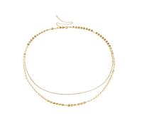 HAODUOO Multilayer Waist Chain Belt, Women Waist Chain for Dress 2 Layers Sequins Waist Chain Set Gold Belts