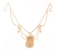 HAODUOO Waist Chain Body Chain Female Beach Bikini Decorations Ethnic Wind Metal Tassel Waist Accessory(Light Grey)