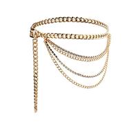 HAODUOO Waist Chain Women's Pin Buckle Chain Belt Decoration Dress Gold Hollow Multilayer Girdle