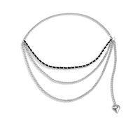 HAODUOO Womens Waist Chain Belt, Waist Body Chain for Bikini Multilayer Chain Heart Tassel Belly Chain for Women Sexy Belts(Silver)