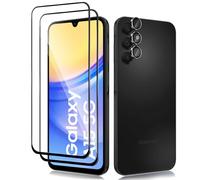 Haofun 2 Pièces Couverture Complète Verre Trempé pour Samsung Galaxy A15 4G / 5G et 1 Pièces Caméra Arrière Protecteur, Film Protection écran, 9H Dureté, Anti Rayures, Vitre Protection