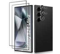 Haofun 2 Pièces Couverture Complète Verre Trempé pour Samsung Galaxy S24 Ultra 5G et 1 Pièces Caméra Arrière Protecteur, Film Protection écran, 9H Dureté, Anti Rayures, Vitre Protection