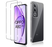 Haofun 2 Pièces Verre Trempé pour Oppo A80 5G et 1 Coque, 0.33MM Film Protection écran, 9H Dureté, HD Transparent Vitre Protection, Antichoc Antirayures Souple TPU Bumper Housse