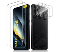 Haofun 2 Pièces Verre Trempé pour Xiaomi Poco F6 Pro 5G et 2 Pièces Caméra Arrière Protecteur, Film Protection écran, 9H Dureté, Anti Rayures, HD Vitre Protection