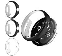 Haofun 3 Pièces Coque Compatible avec Google Pixel Watch 4 41mm Protection Ecran, TPU Matériel Anti-Choc Case (Transparent*1 + Noir*2)