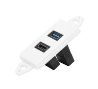 Haofy 2 Ports HDMI USB 3.0 Prise Murale, Prise Murale de Plaque USB Chargeur Murale Electrique, Composite Audio Prise Vidéo Face Connecteur de plaque murale 2 en 1 Sortie Prise Extenseur Blanc