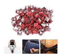 Haofy 200 Pièces Rivets Carrés en Métal pour Accessoires d'artisanat Cuir Bricolage Design élégant 9mm pour Sacs Chapeaux Vêtements (Fond rouge à pois blancs)