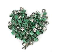 Haofy 200 Pièces Rivets Carrés en Métal pour Accessoires d'artisanat Cuir Bricolage Design élégant 9mm pour Sacs Chapeaux Vêtements (Points rouges sur fond vert)
