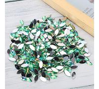 Haofy 500pcs AB Horse Oeil Strassons en Vert Vert Cristal Bijoux Décoration Colle Correction Crystal AB Flatback 7 X 15 Mm, Suffisamment de quantité pour Divers Artisanat de Bricolage, Facile à