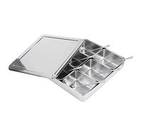 Haofy 6 grilles boîte d'assaisonnement en acier inoxydable conteneurs de stockage de condiments bocal à épices ensemble de conteneurs de cuisine avec cuillères ustensiles de cuisine