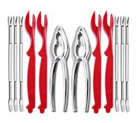 Haofy 9 Pièces Ensemble D'outils de Fruits de Mer Craquelins de Crabe Décortiqueurs de Homard Fourchettes en Acier Inoxydable avec Poignée Ergonomique pour Patte de Crabe Pince de (Argent L)