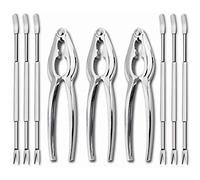 Haofy 9 Pièces Ensemble D'outils de Fruits de Mer Craquelins de Crabe Décortiqueurs de Homard Fourchettes en Acier Inoxydable avec Poignée Ergonomique pour Patte de Crabe Pince de (Argent M)