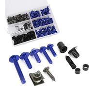 Haofy Accessoires de Moto Pièces de Moto Composants Carénage Kit 195PCS En Acier Inoxydable M5 M6 avec ABS En Aluminium pour La Plupart Des Motos (BLUE)