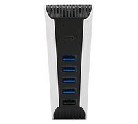 Haofy Adaptateur D'extension Hub USB 5 en 1 pour Console, Connexion Simultanée D'appareils, Matériau ABS, Couleur Noir-Blanc, Portable pour Les Joueurs