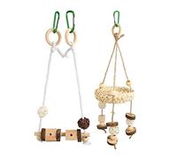 Haofy Balançoire pour Perroquet, Jouet Suspendu, Bûches Amusantes, Boules de Rotin, Corde en Coton, Oiseau, Balle de Maïs, Jouet pour Pinsons, Perruches, Perruches