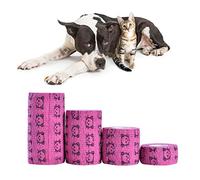 Haofy Bandage pour Chien 4 Pièces Bande d'emballage Cohésive pour Animaux de Compagnie Doux Auto-Fixation Respirant perméabilité à L'air 1,97 "x 1,97" Petits Chiens Hémostase Vert Rose Rouge Jaune
