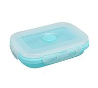 Haofy Boîte à Déjeuner Pliable en Silicone, Récipient de Stockage des Aliments Allant au -ondes pour l'école et le Bureau, Récipient à Déjeuner en Silicone Résistant aux Hautes Températures (BLUE)