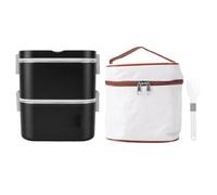 Haofy Boîte à Lunch en Acier Inoxydable, 1400 Ml Isolée 2 étages | Compartiment Empilable Pot Alimentaire, Sac de Transport Étanche, Prêt à Réchauffer et Congeler, Travail École Pique-Nique,