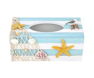 Haofy Boîte à Mouchoirs Décorative en Bois, Support de Rangement de Papier élégant pour la Décoration de la Maison et du Restaurant, Parfait pour les Amoureux du Bord de Mer (Étoile de mer)