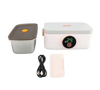 Haofy Boîte à repas chauffante électrique 100W, Batterie 16000mAh, 1L en acier inoxydable 304, Chauffe en 20 minutes, 4 niveaux de température, Repas chauds bureau, voiture, sans fil