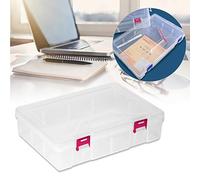 Haofy Boîte de Rangement en Plastique D306 pour Bijoux et Outils, avec Parois Durables de 2mm, pour la Maison et le Bureau, en Bleu ou Rose (boucle rose)