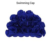 Haofy Bonnet de Natation Chapeau Bonnet de Bain Floral Spécialement Conçu pour Nageurs avec Cheveux Longs, épais Ou Frisés(Bleu)