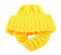 Haofy Bonnet d'hiver pour Chien Bonnet tricoté en Peluche Douce avec Trou d'oreille et Sangle élastique Couvre-tête Chaud pour Petits Chiens pour Noël, Nouvel an, Photos, Promenades (Yellow)