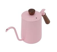Haofy Bouilloire à café à Col de Cygne de 600 Ml en Acier Inoxydable 304 avec Bec Long pour un Versement Précis, Poignée en Bois pour une Prise en Main Confortable, Convient pour la Cuisine (Rose)