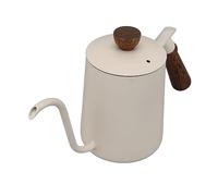 Haofy Bouilloire à café à Col de Cygne de 600 Ml en Acier Inoxydable 304 avec Bec Long pour un Versement Précis, Poignée en Bois pour une Prise en Main Confortable, Convient pour la Cuisine (WHITE)