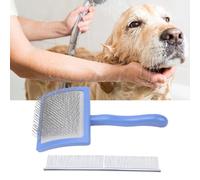 Haofy Brosse de Toilettage pour Animaux de Compagnie, Angle D'inclinaison de 45 °, Poignée Ergonomique, Brosse D'épilation pour Chiens de Petite, Moyenne et Grande Taille (Blue)