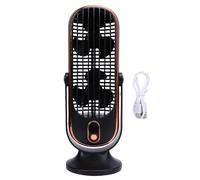 Haofy Bureau Ventilateur Double Ventilateur à Deux Vitesses 5 Vitesses Ventilateur Portable Rechargeable USB avec Affichage LED Batterie 1000mAh pour le Dortoir de la Chambre à (BLACK)