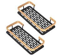 Haofy Caddie de Douche Double Couche en Aluminium 30,5 Cm - Organiseur de Salle de Bain Peu Encombrant avec Support sans Trace pour Douche, vanité et Cuisine (or noir)