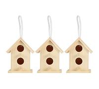Haofy Cage de Nidification d'oiseaux en Bois de Platane de Haute qualité, Texture Douce pour la Décoration de Jardin, 3 Mini Nids d'oiseaux pour Fournitures, Fournissant des Maisons et des Abris,