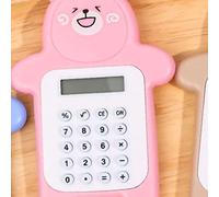Haofy Calculatrice Portable Style Ours Mignon pour Enfants, Mini Calculatrice Légère en Caoutchouc Tactile, Conception de Dessin animé pour étudiants (Ours Rose)