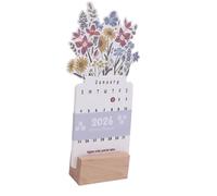 Haofy Calendrier de Bureau à Fleurs, Mini Calendrier de Bureau Debout avec Base en Hêtre, Parfait pour la Décoration du à Domicile et de l'école