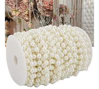 Haofy Chaîne de Perles en Fausses Perles ABS, 20m, pour Décoration de Portes, Bricolage, pour les Célébrations, les Jours Spéciaux (Beige)