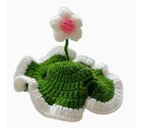 Haofy Chapeau de Chat tricoté avec Trous d'oreille, Cravate Réglable, Casquette de Chaton à Fleurs en Crochet Doux pour Fête d'anniversaire, Costume de Noël, Accessoires Photo, Cadeaux (M)