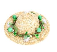 Haofy Chapeau de Paille tissé pour Animaux de Compagnie, avec Marguerites Réalistes et Corde élastique Réglable pour la Protection Solaire Extérieure d'été (Green)