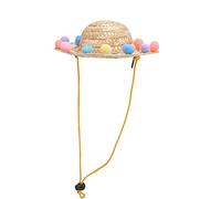 Haofy Chapeau Sombrero pour Animaux de Compagnie pour Petits Chiens et Chats, Chapeau de Fête de Plage en Paille avec Sangle Réglable (L)