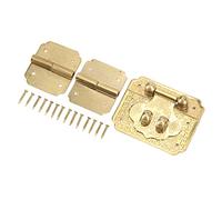 Haofy Charnières à Boucle de Verrouillage en Laiton doré Antique pour Boîtes à Bijoux et Coffrets en Bois, Petit Ensemble de Quincaillerie en Métal avec 2 Charnières 14 Clous pour Armoires Vintage