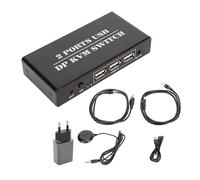 Haofy Commutateur KVM DisplayPort, 2 Modes de Commutation Largement Utilisés Commutateur KVM de Bureau en Alliage d'aluminium Plug and Play à 2 Ports (Prise UE)