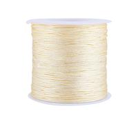 Haofy Corde en Nylon, Fil Ficelle Perles Chinois Noeud Cordon Macramé Shamballa pour la Fabrication de Bijoux DIY, 0,8 mm Diamètre, 100 m, Beige