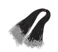 Haofy Cordon de Collier ciré 1,5 Mm 50 Cm avec Chaîne d'extension de 5 Cm et Fermoir - 100 Pièces Cordon en Coton ciré pour Les Vendeurs de Foires Artisanales, Les Fabricants de Cadeaux, Les