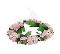Haofy Couronne de Fleurs Artificielles, Accessoires de Mariage pour Filles, Taille Réglable, Bandeau Floral en Mousse 21x19cm (PINK)