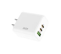 Haofy Cube de Chargeur Mural USB C Portable 40W, Bloc de Charge Rapide avec 2 Ports de Type C pour Les Déplacements (White)
