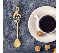 Haofy Cuillère à Notes Musicales, Cuillère à café et à Dessert avec Finition Antirouille en Acier Inoxydable 304, Bord Poli Lisse, Prise en Main Confortable, Passe au Lave-vaisselle, Taille 6,1 X 1