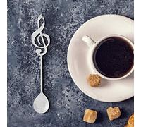 Haofy Cuillère à Notes Musicales, Cuillère à café et à Dessert avec Finition Antirouille en Acier Inoxydable 304, Bord Poli Lisse, Prise en Main Confortable, Passe au Lave-vaisselle, Taille 6,1 X 1